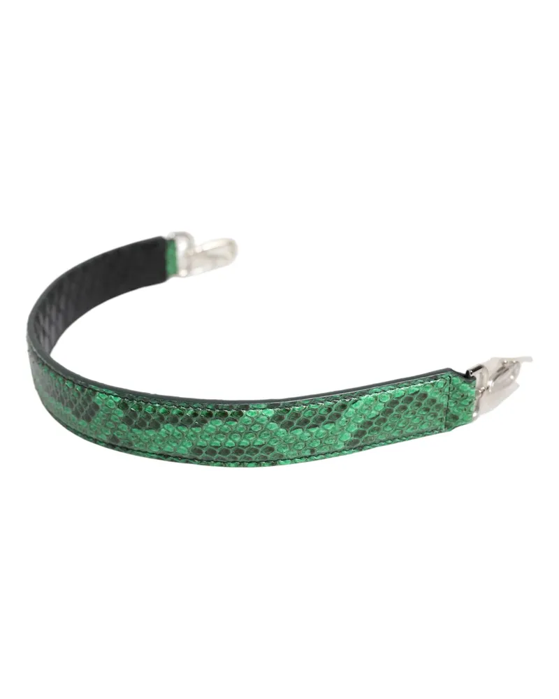 Dolce & Gabbana Women's Black Green Exotic Leather Bag Shoulder Strap And Python Green