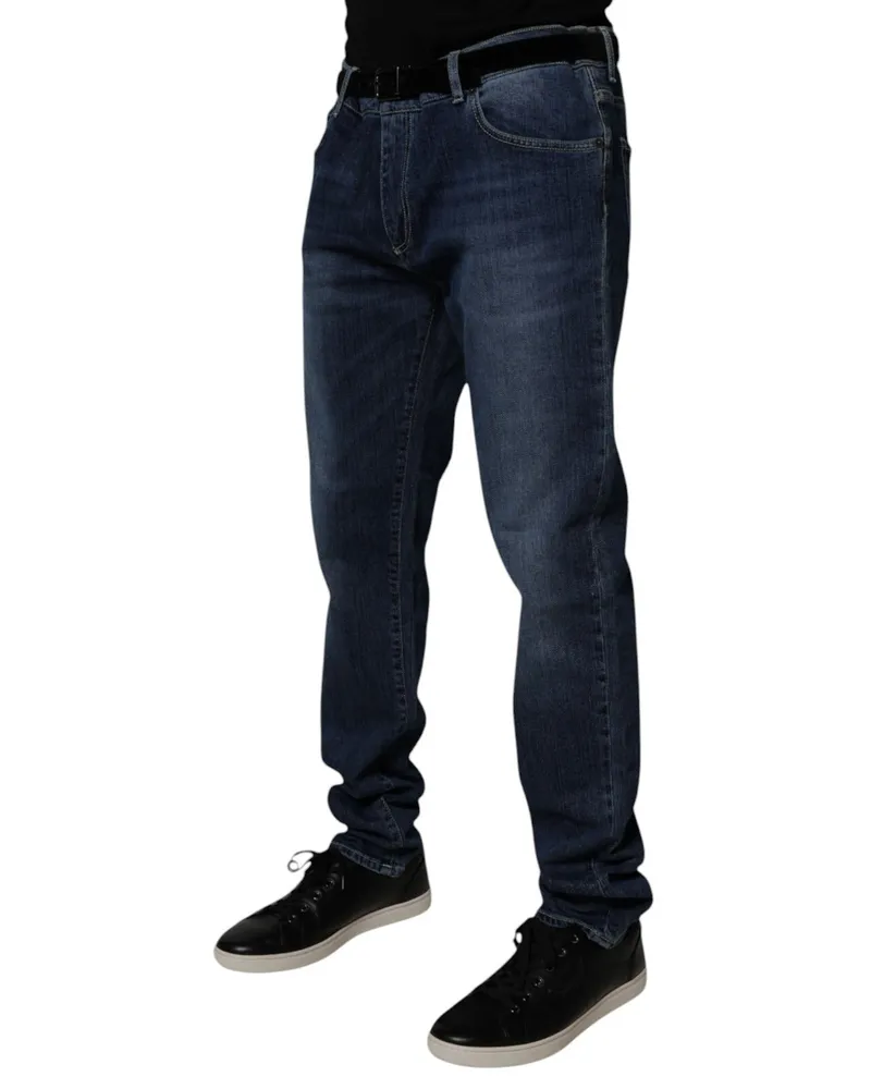 Dolce & Gabbana Men's Blue Washed Cotton Stretch Skinnydenim Jeans Elastane Clothing Blue