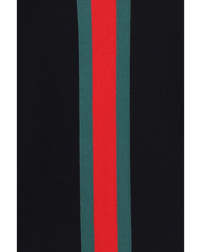 Gucci Men Knitted Cotton Sweater With Web Intarsi Blue Japan-Green-Red Japan/green/red Navy