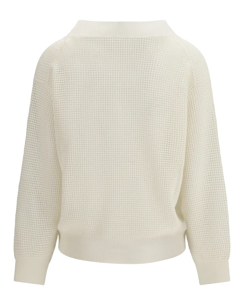 Brunello Cucinelli Women's Cashmere Net Sweater Panama+nebbia Kashmir-Capra Hircus Kashmir/capra Panama+nebbia