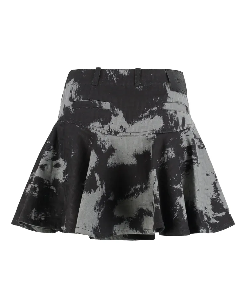 Fendi Women's Denim Skirt Ff Jacquard Black Cotton Black