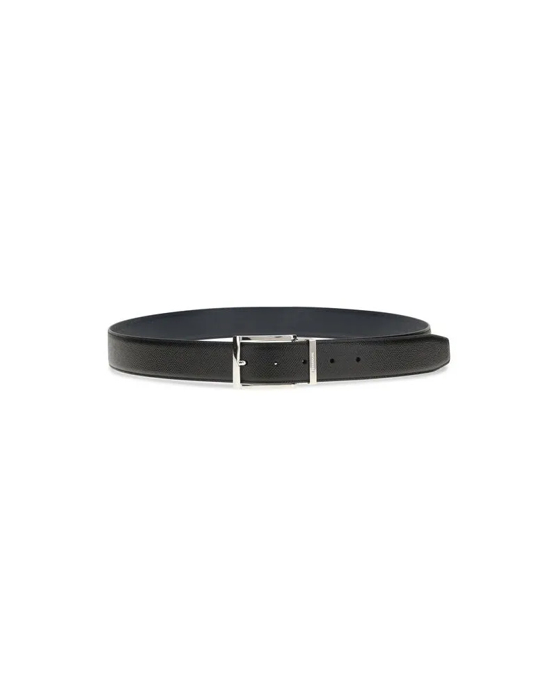 Ferragamo Men's Blue Calf Leather Bos Taurus Regular Belt Blue