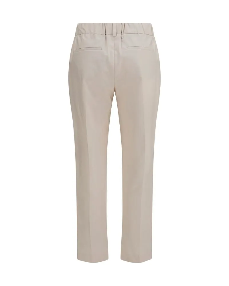 Brunello Cucinelli Women's Beige Cotton Casual Pants Beige