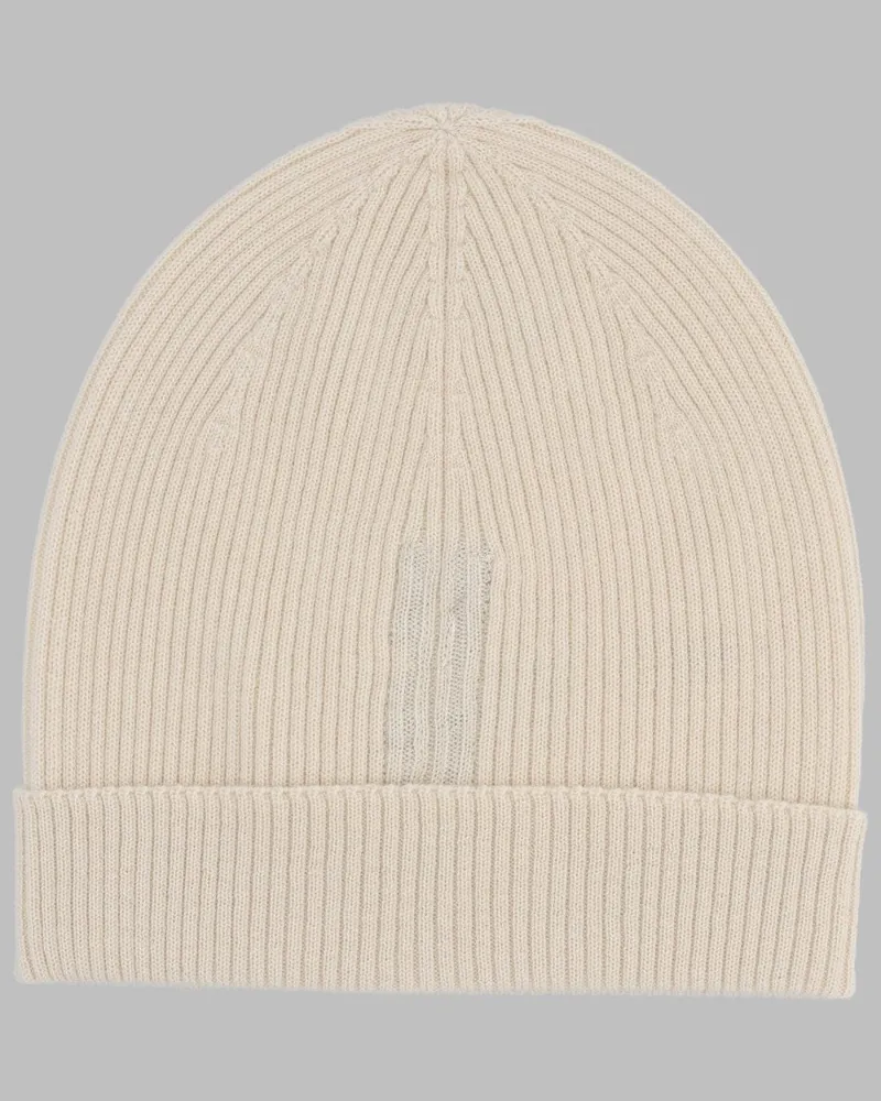 Rick Owens RU02E1495_RIBM21 Ribbed Wool Beanie — Ivory Ivory