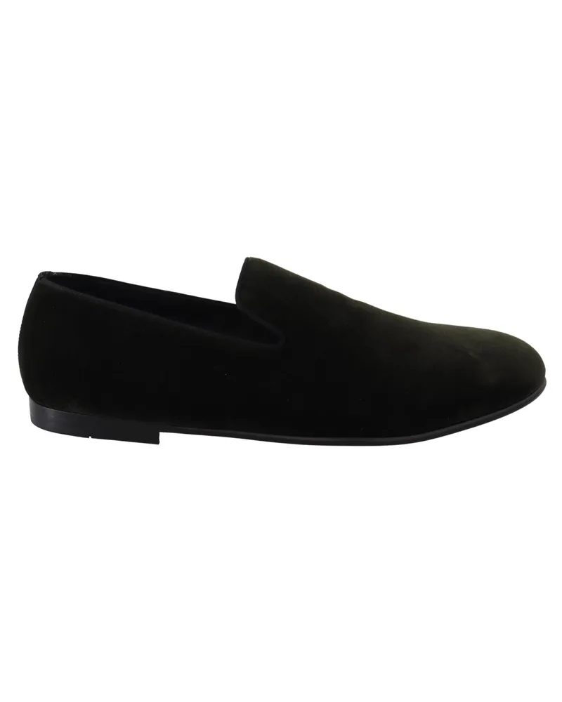 Dolce & Gabbana Green Velvet Slip On Mens Loafers Shoes Green