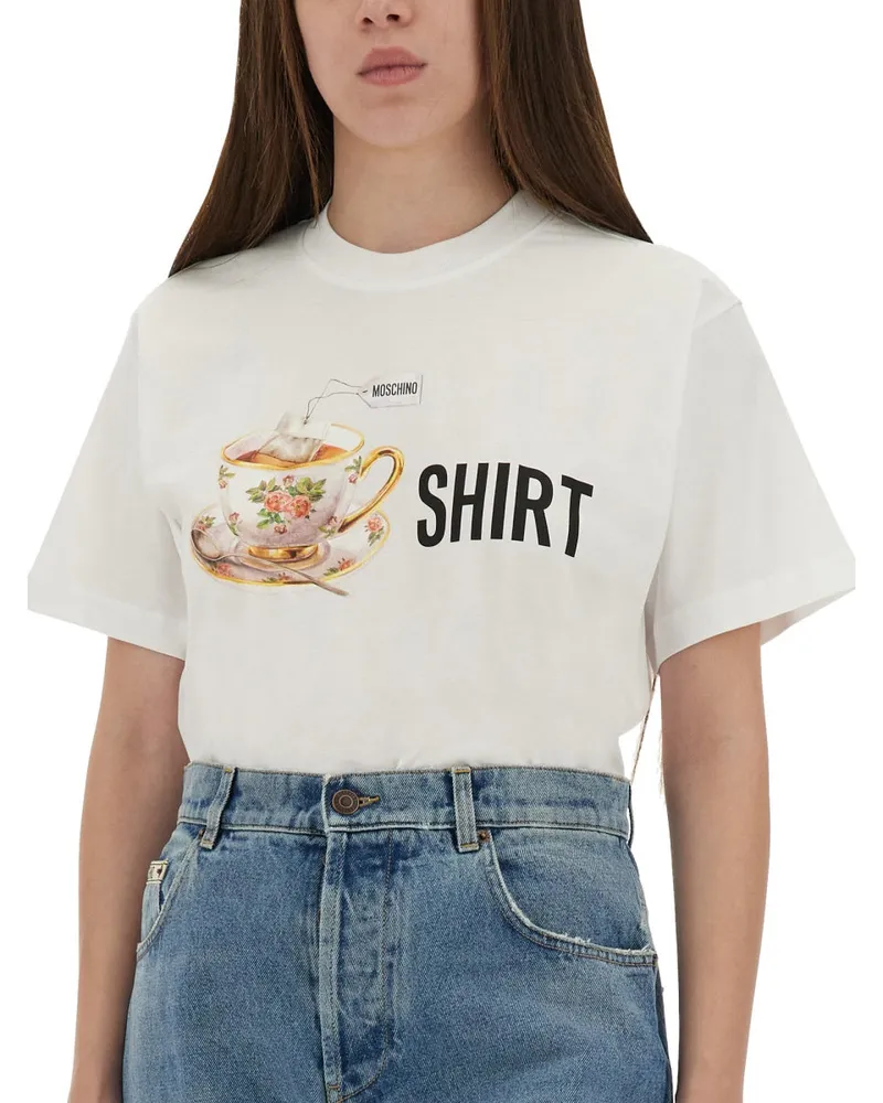 Moschino Printed Cotton T-Shirt — White White