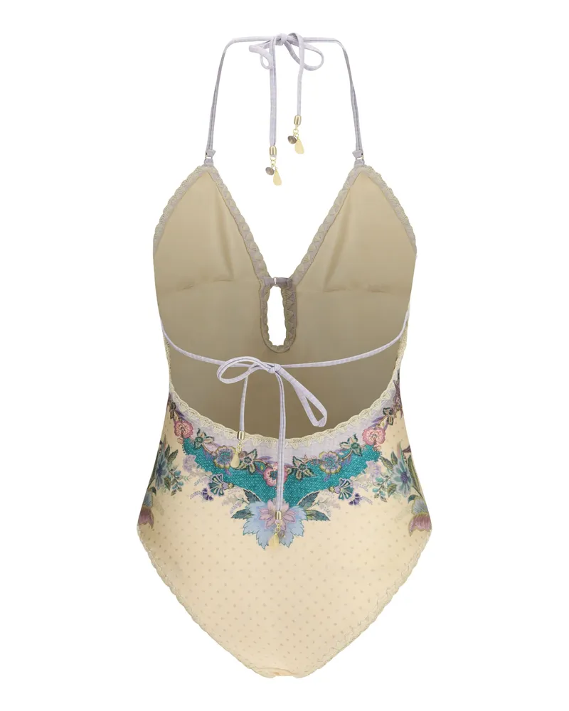 Zimmermann Women's Indra Crochet Detail One-Piece Swimsuit Cream Scarf Floral Polyamide; Elastane Swimwear Sea Clothing Cream