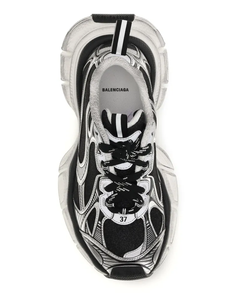 Balenciaga Women's Sneakers 3xl Black-Silver Upper Polyurethane Trainers Black/silver Black