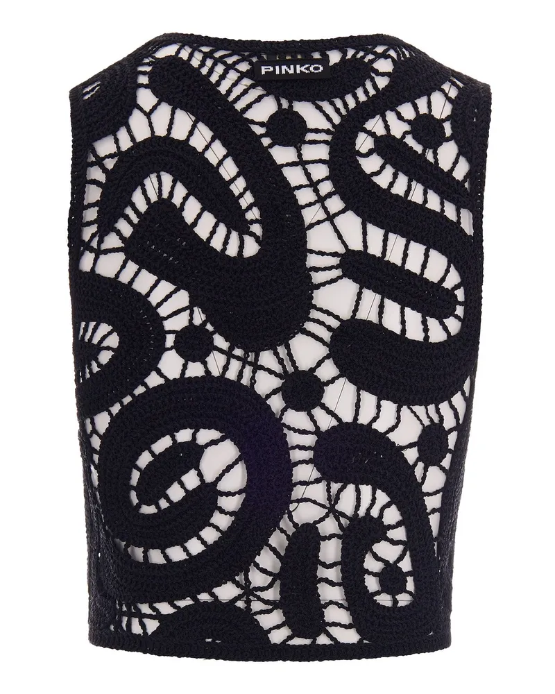Pinko Women's Crochet Top Black Limousine Viscose Tops Black