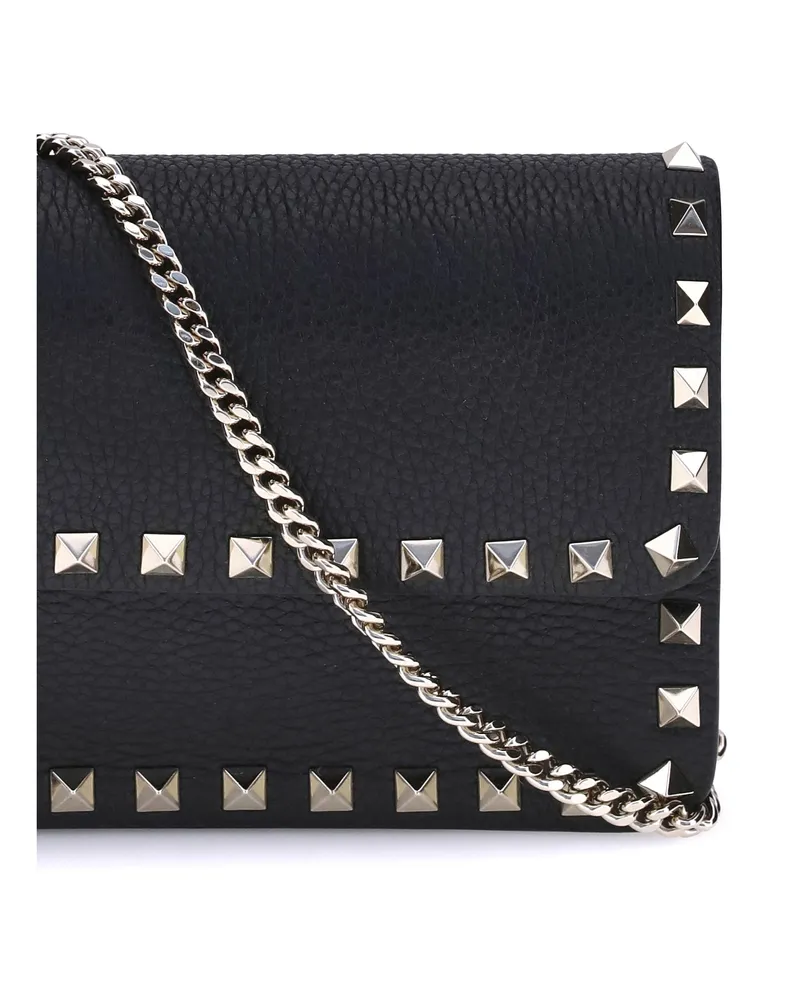 Valentino Garavani Women's Wallet With Strap Rockstud Black Calf Leather (bos Taurus) & Purses Black