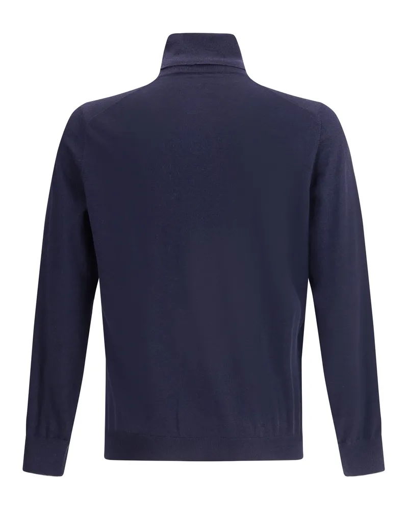Brunello Cucinelli Men's Wool Turtleneck Sweater Navy+grigio Scuro Navy+grigio