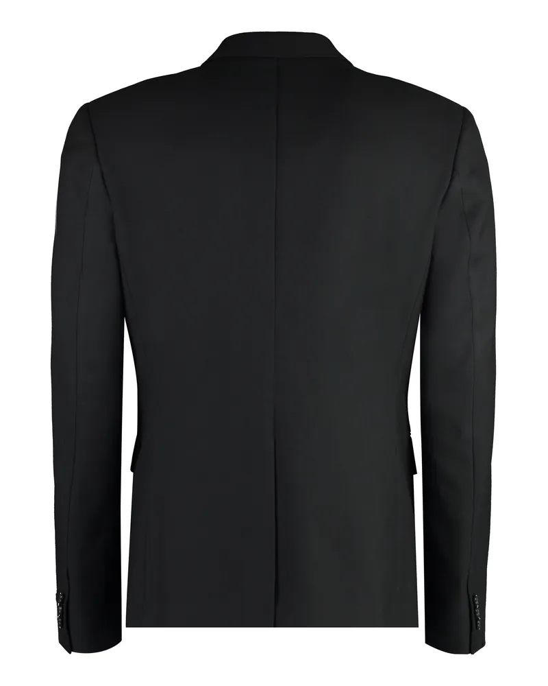 Versace Men's Double-Breasted Wool Blazer Black Virgin Suit & Dinner Jackets Black