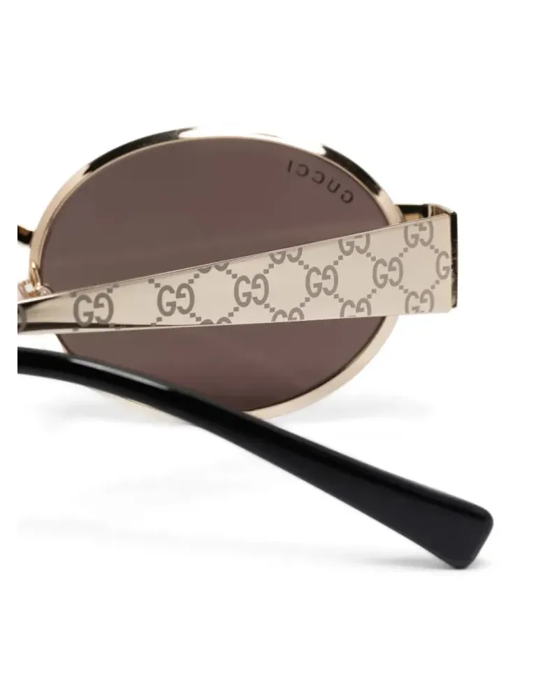 Gucci GG1854S005 GG Jacquard Temple Sunglasses — Gold Gold
