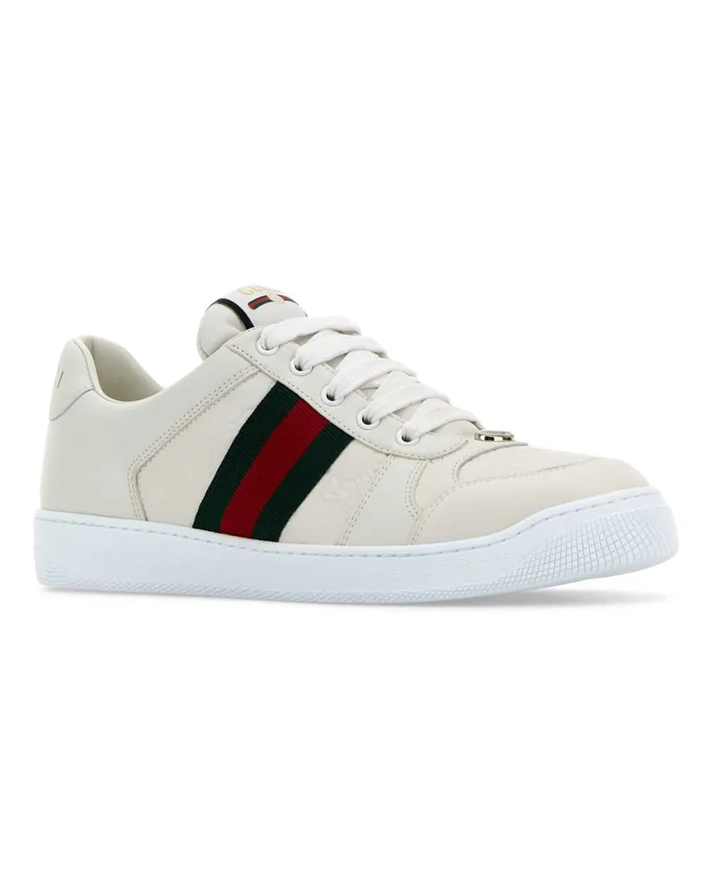Gucci Men's White Leather Screener Sneakers Greatwgwwhvrvw Lamb White