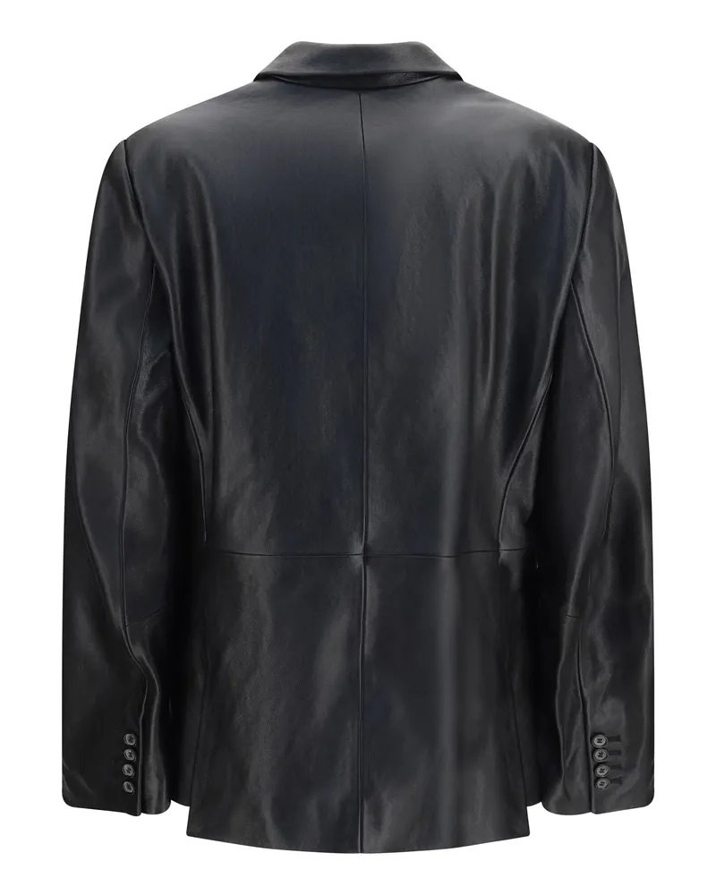 Magda Butrym Women's Leather Blazer Black Sheep Blazers Jacket Black