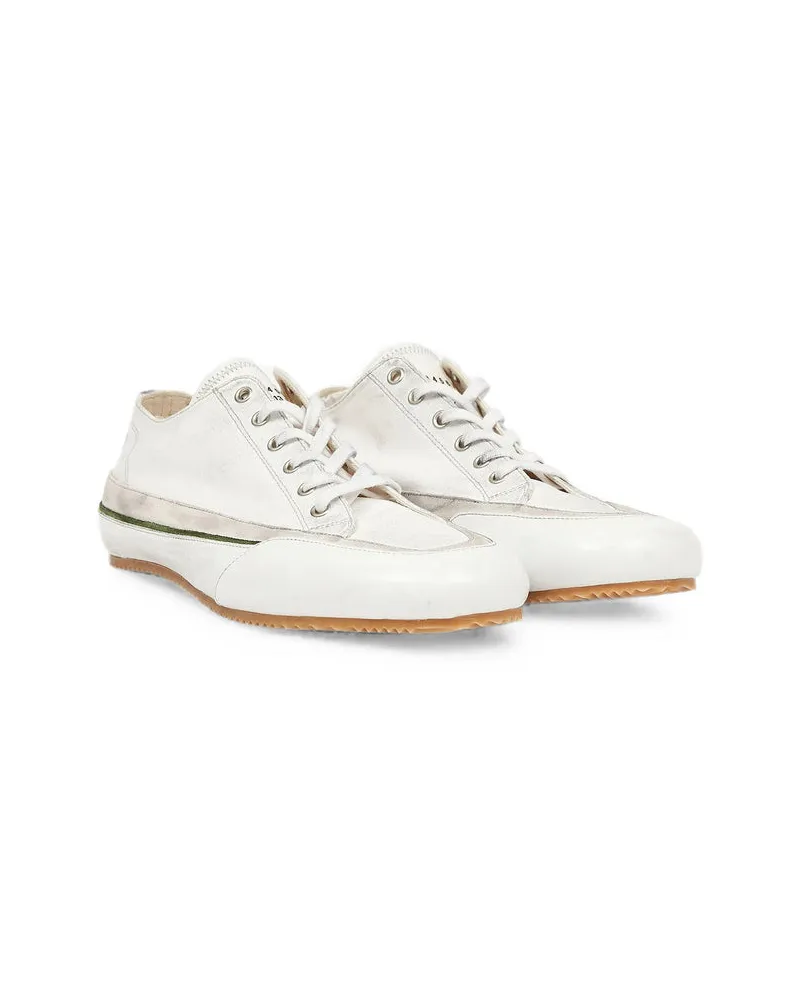 Maison Margiela Distressed Cotton Sneakers — White White