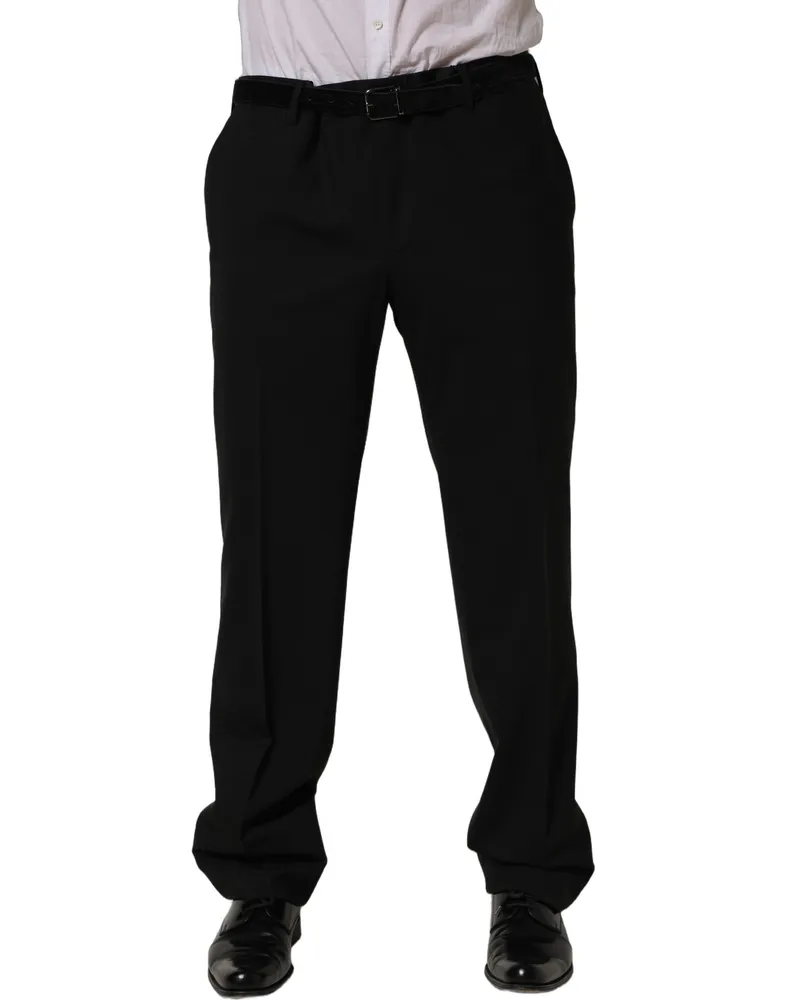 Dolce & Gabbana Virgin Wool Tapered Leg Trousers — Black Black