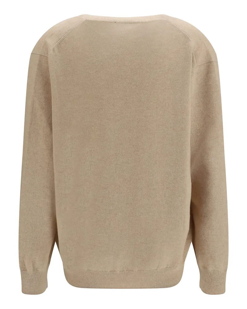 Malo Women's Cashmere V-Neck Sweater Light Sand Kashmir-Capra Hircus Kashmir/capra Beige