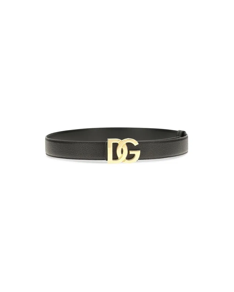 Dolce & Gabbana Men's Black Calf Leather Bos Taurus Regular Belt Black
