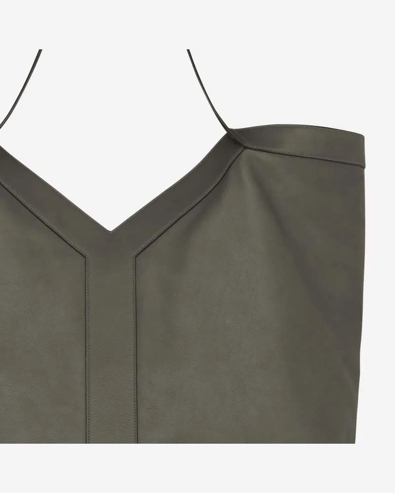 Saint Laurent Men's Large Leather Tote Bag Military Green Shoulder Green