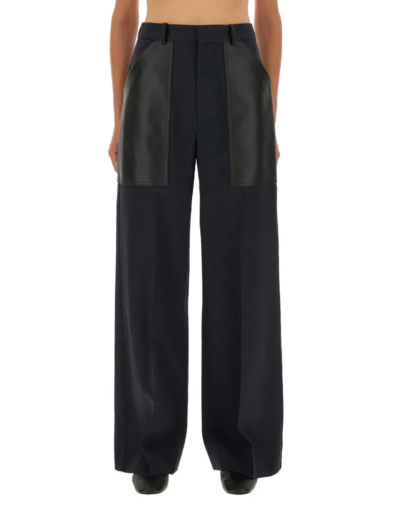 Bottega Veneta Wool-Cotton Blend Trousers — Blue Blue