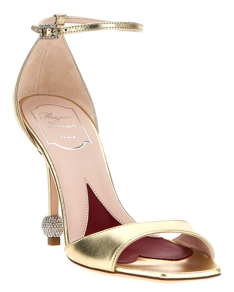 Roger Vivier Women's Gold Calfskin Stiletto Heel Sandals Gold