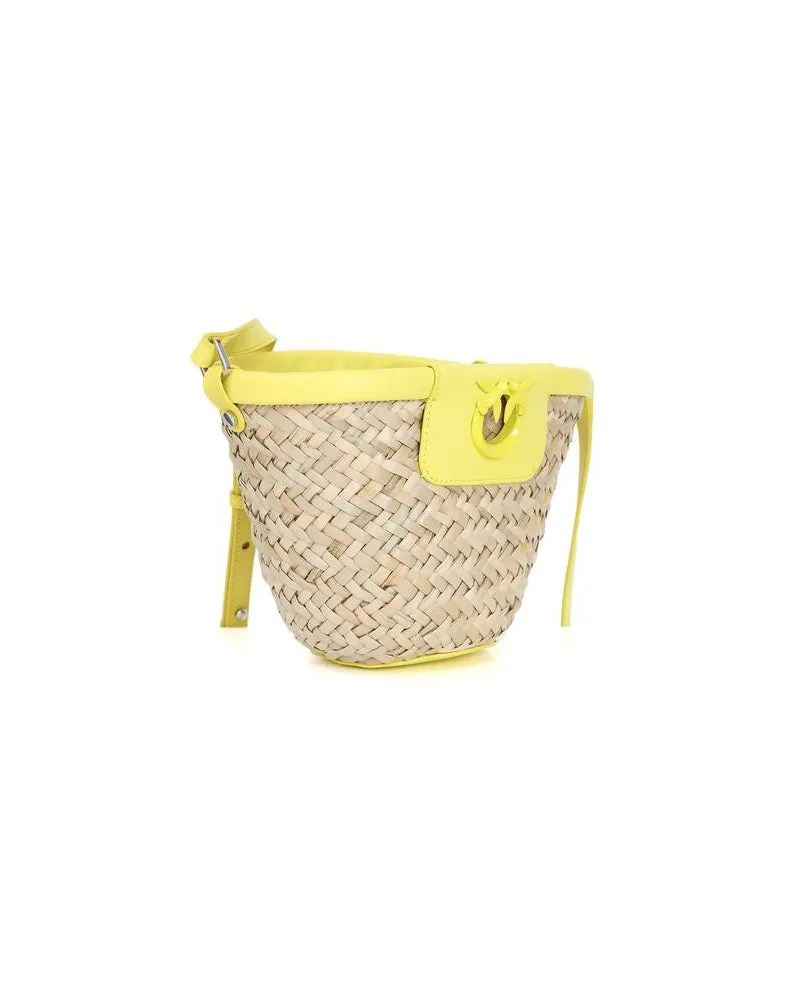 Pinko Women's Beach Bag Beige-Yellow Cowhide - Other Beige/yellow Yellow