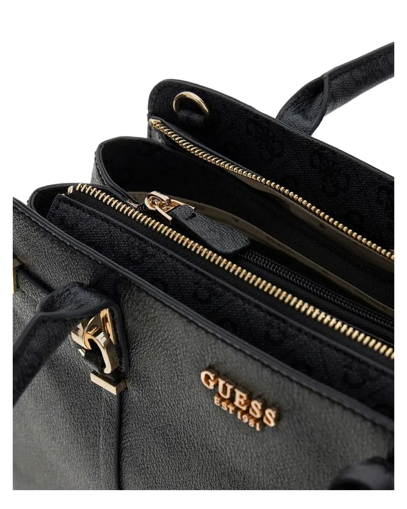 Guess Women's Satchel Bag Coal Logo Polyurethane - Satchel-Bags Black