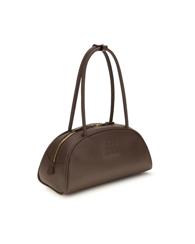 Miu Miu Women's Brown Calf Leather Bos Taurus Shoulder Bag Brown