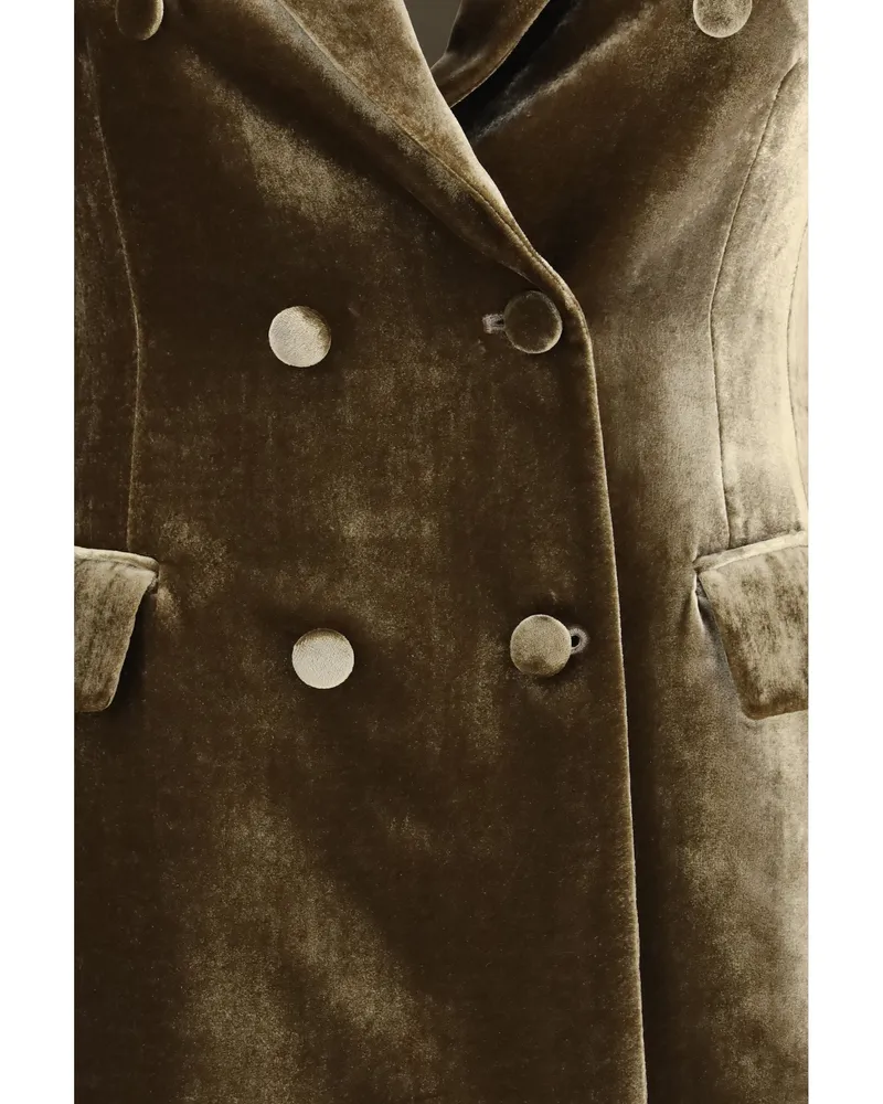P.A.R.O.S.H. Women's Velvet Double-Breasted Blazer Taupe Viscose Blazers Jacket Taupe