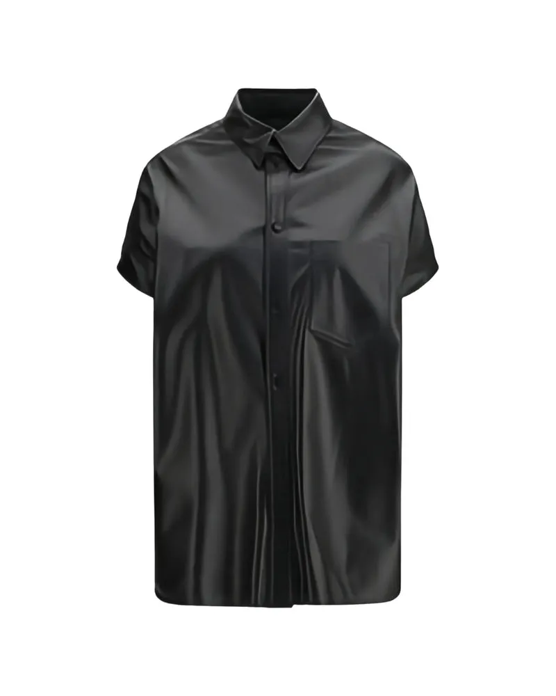 Balenciaga Women's Leather Shirt Dress Black Calf Day Black