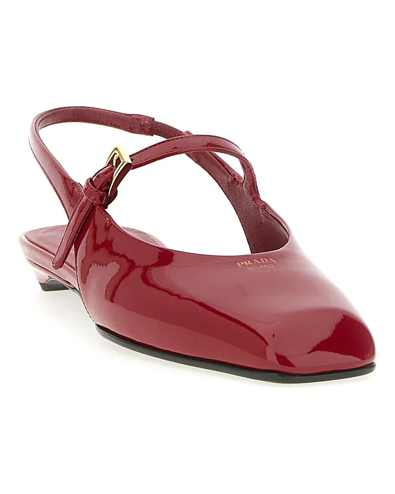 Prada Patent Leather Slingback Flat — Red Red