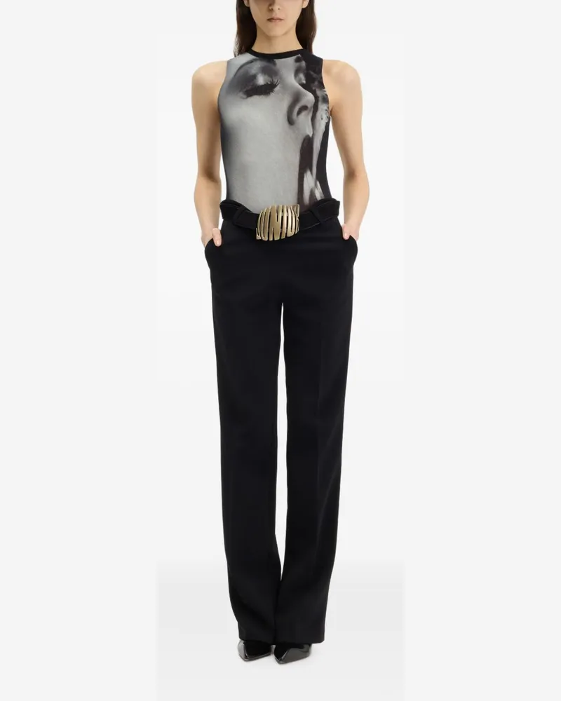 Jean Paul Gaultier Smoking Women Print Bodysuit — Black Black