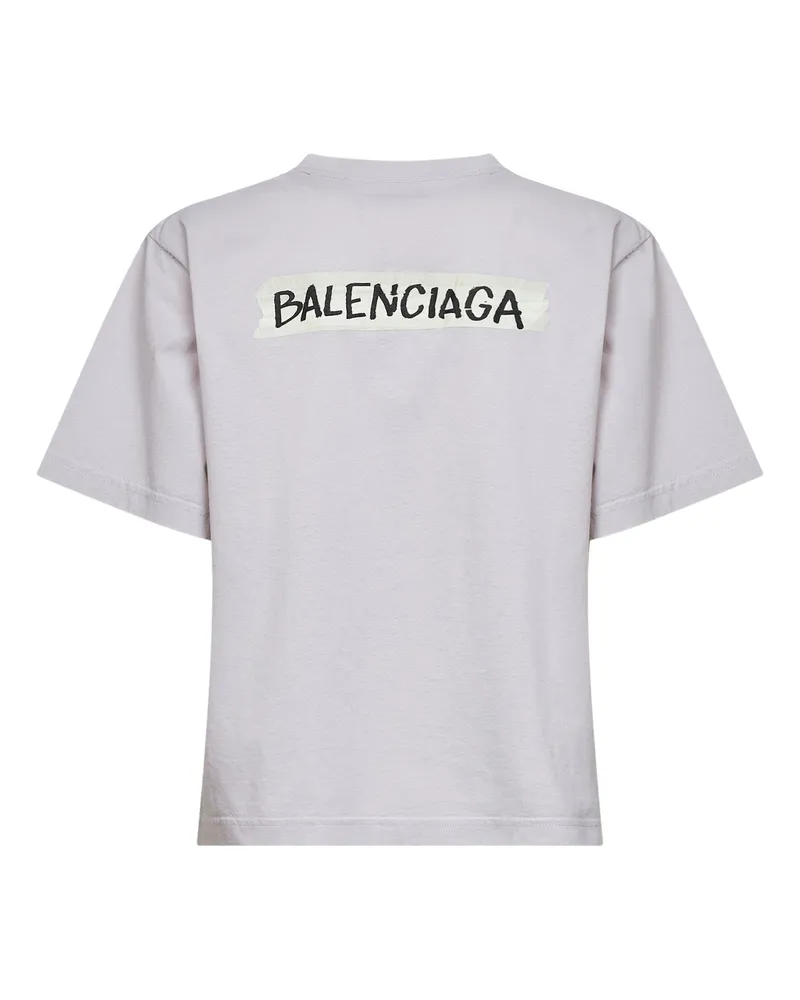 Balenciaga Logo-Embroidered T-Shirt — Gray Gray