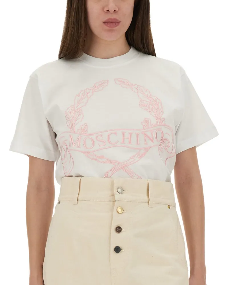 Moschino Embroidered Cotton T-Shirt — White White
