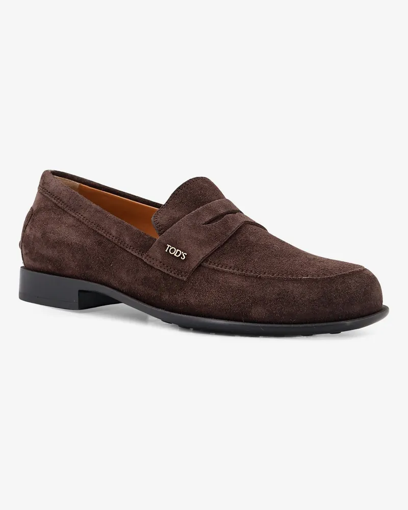 TOD'S Women's Suede Loafers Brown Suede-Rubber Suede/rubber Brown
