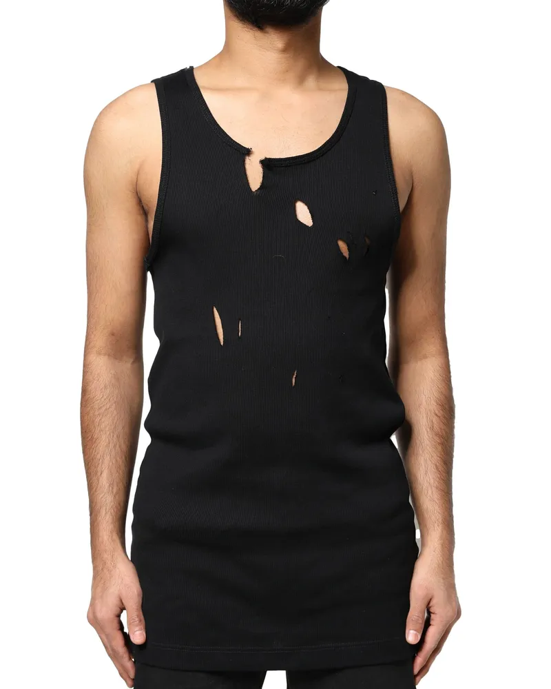 Dolce & Gabbana Distressed Cotton Tank Top — Black Black
