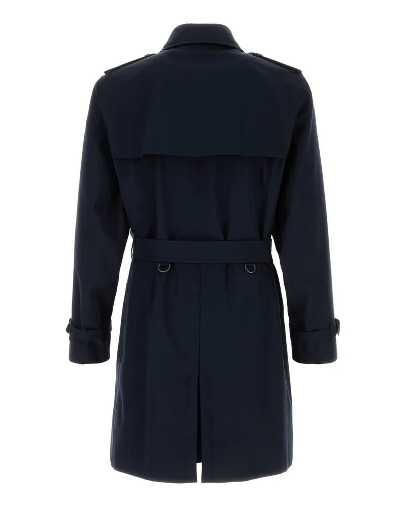 Burberry Men's Dark Blue Gabardine Heritage Kensington Trench Coat Coalblue Navy