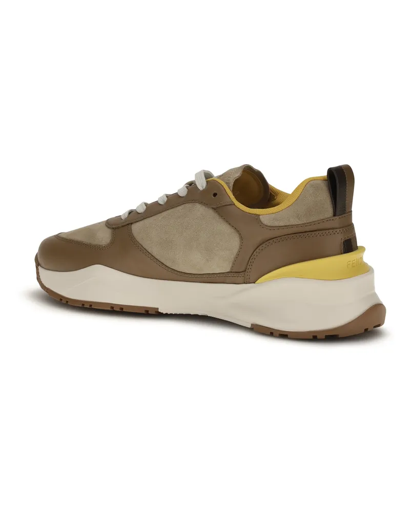 Fendi Men's Sneakers Flow Calf Leather Nocc-Biscuit-G. Trainers Nocc/biscuit/g.fendi Beige