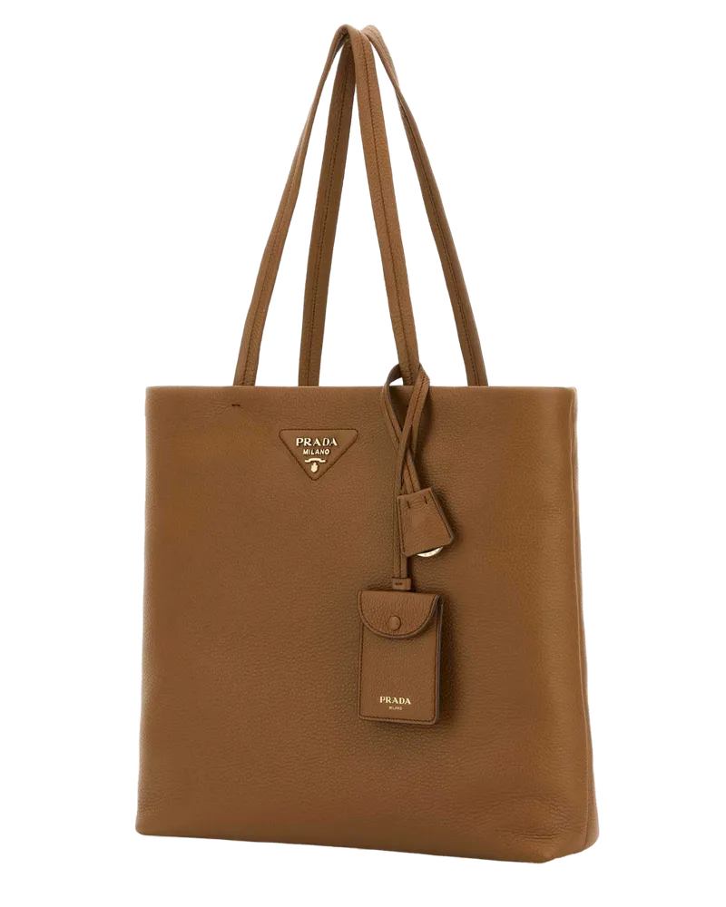 Prada Women's Camel Leather Shopping Bag Caramel 0 Vitello Borse A Mano Brown