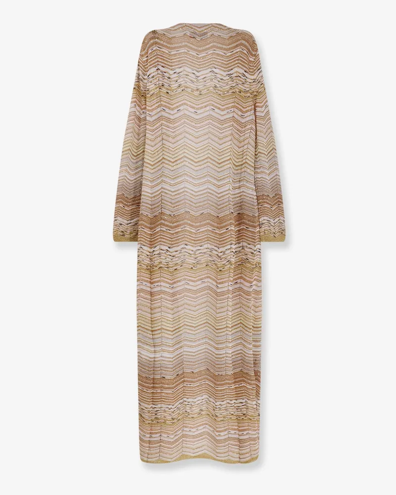 Missoni Women's Long Chevron Motif Cardigan With Sequins Gold Viscose Sweater Gold