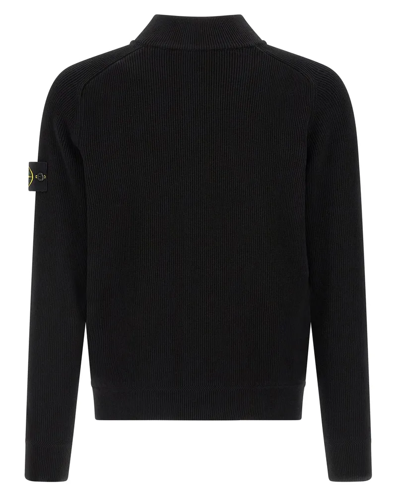 Stone Island Ribbed Cotton Sweater — Black Black