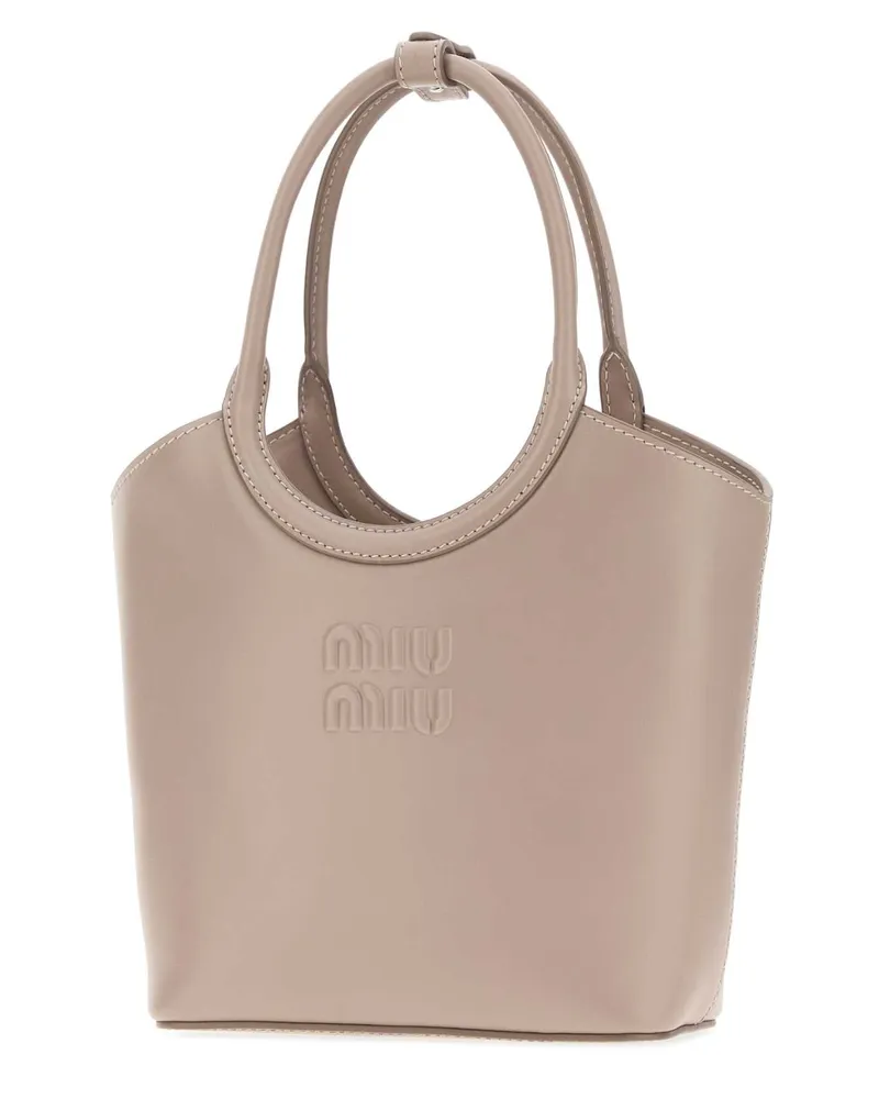 Miu Miu Women's Dove Grey Leather Ivy Handbag Pomice Borse A Mano Bag Beige