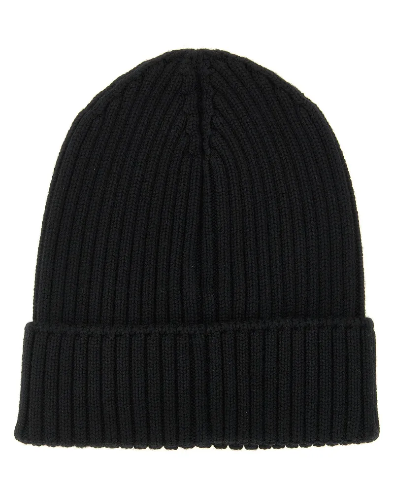 Moncler Merino Wool Ribbed Beanie — black Black