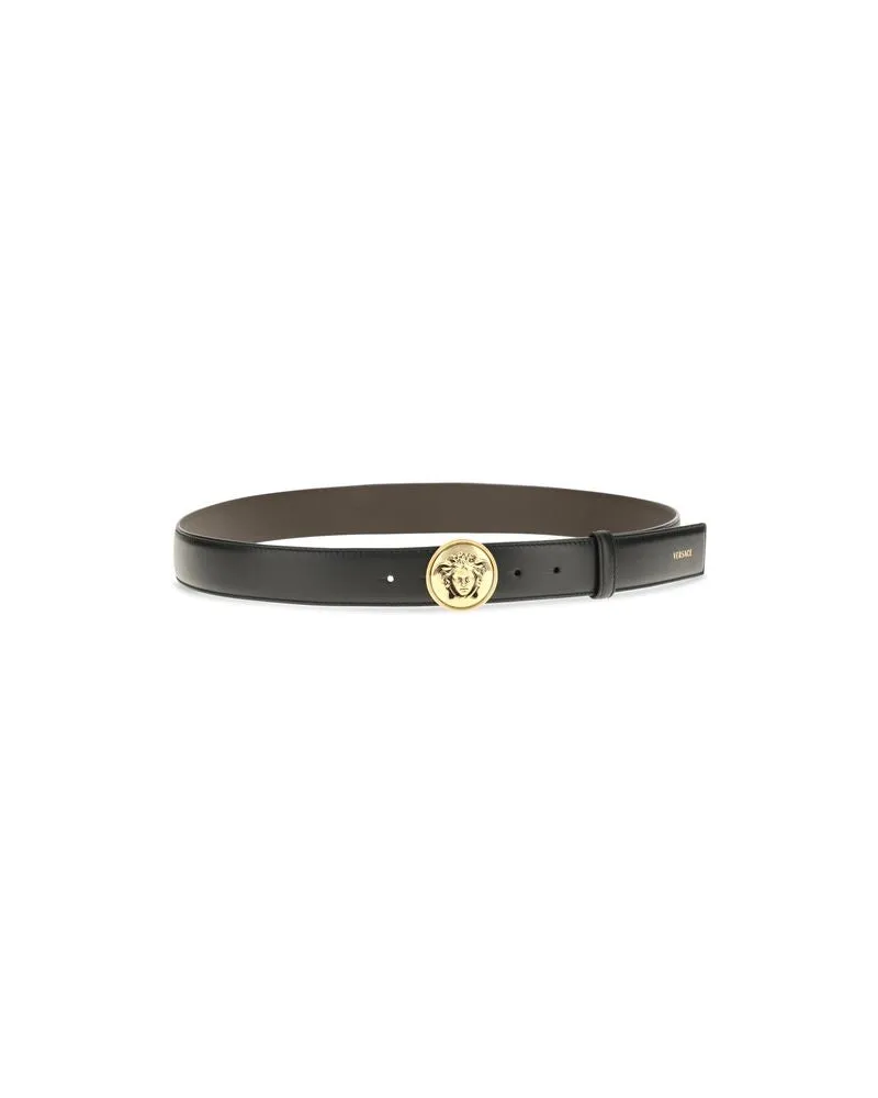 Versace Men's Black Calf Leather Bos Taurus Regular Belt Black