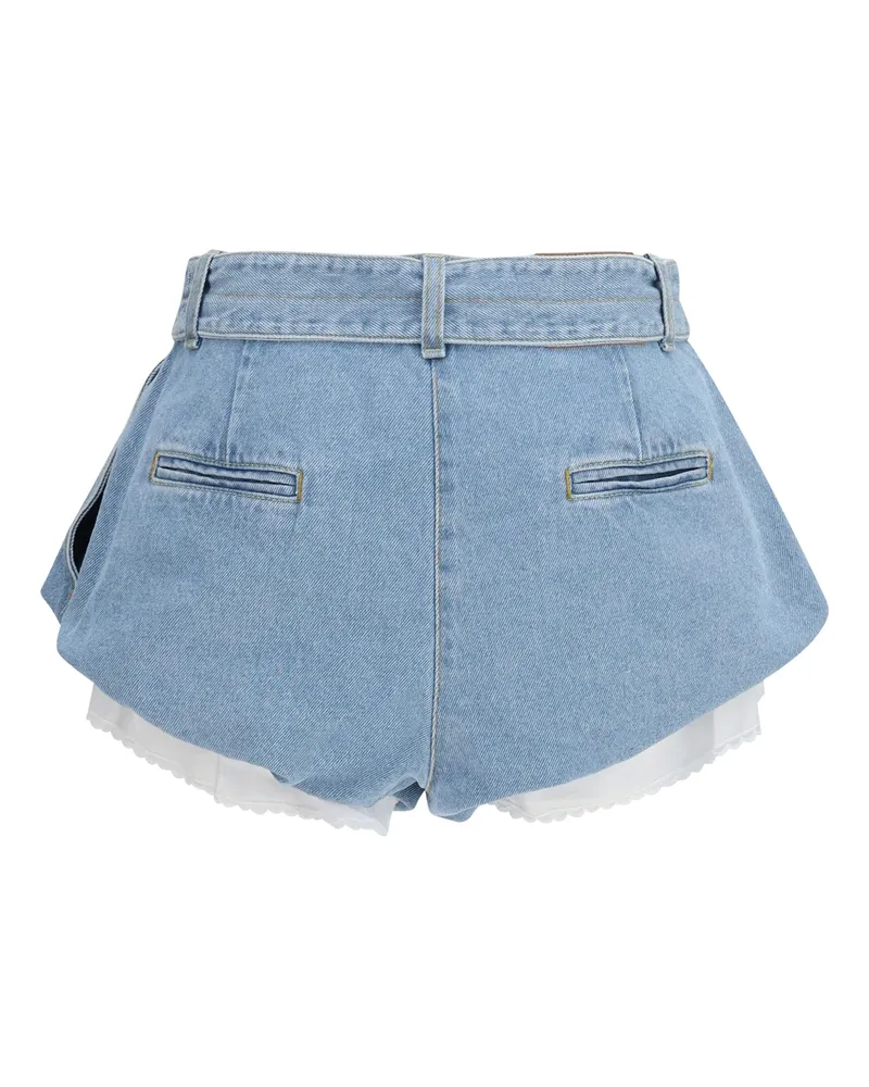 Magda Butrym Women's Flared Denim Shorts With Undershorts Light Blue Cotton Bermuda Blue