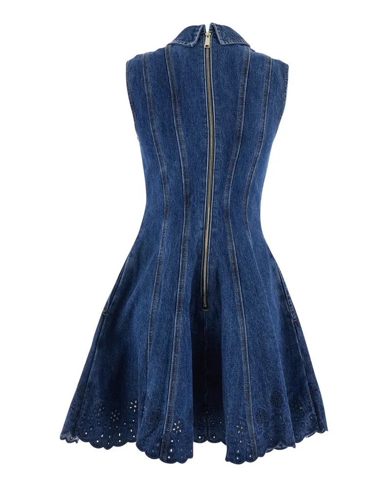 Self-Portrait Women's Mini Dress Denim Blue Blue