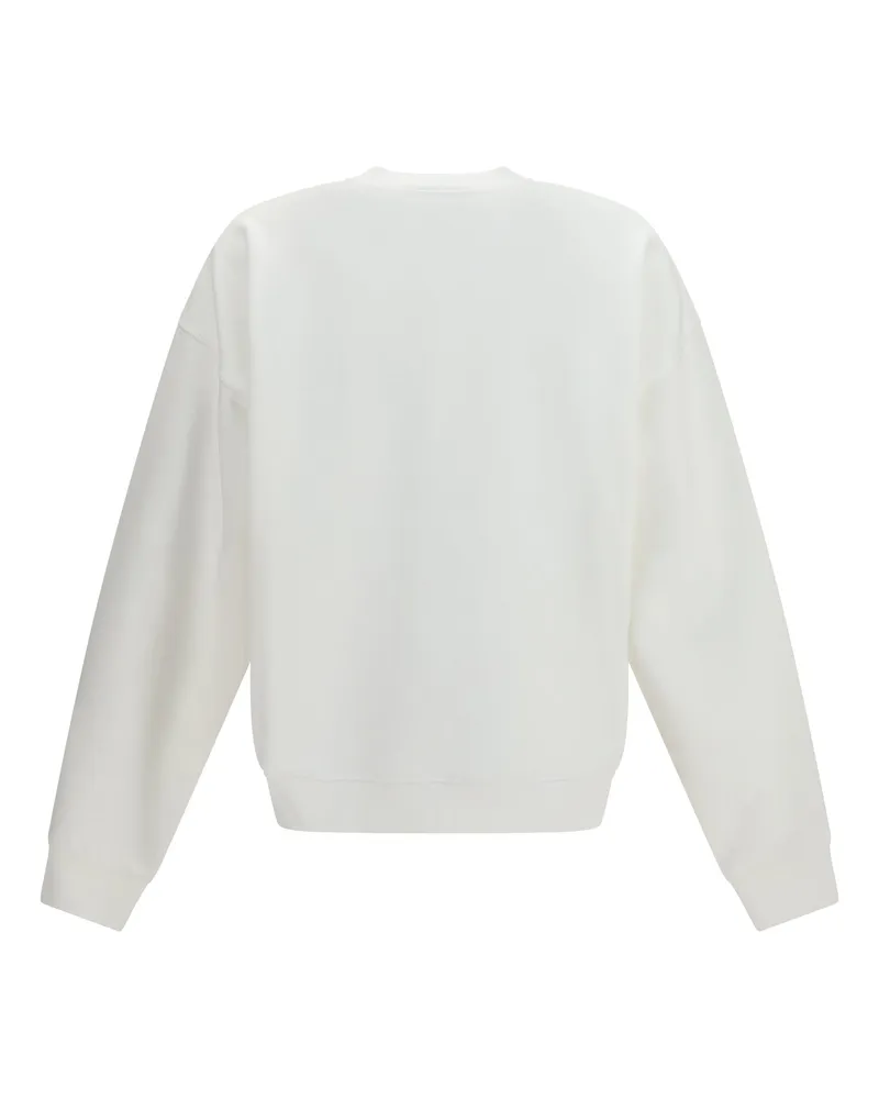 Dsquared2 Men Cotton Crew Neck Sweatshirt With Logo Print White Sweatshirts Sweater White