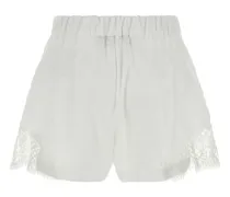 Women's White Poplin Shorts Opticalwhite Exterior: Cotton