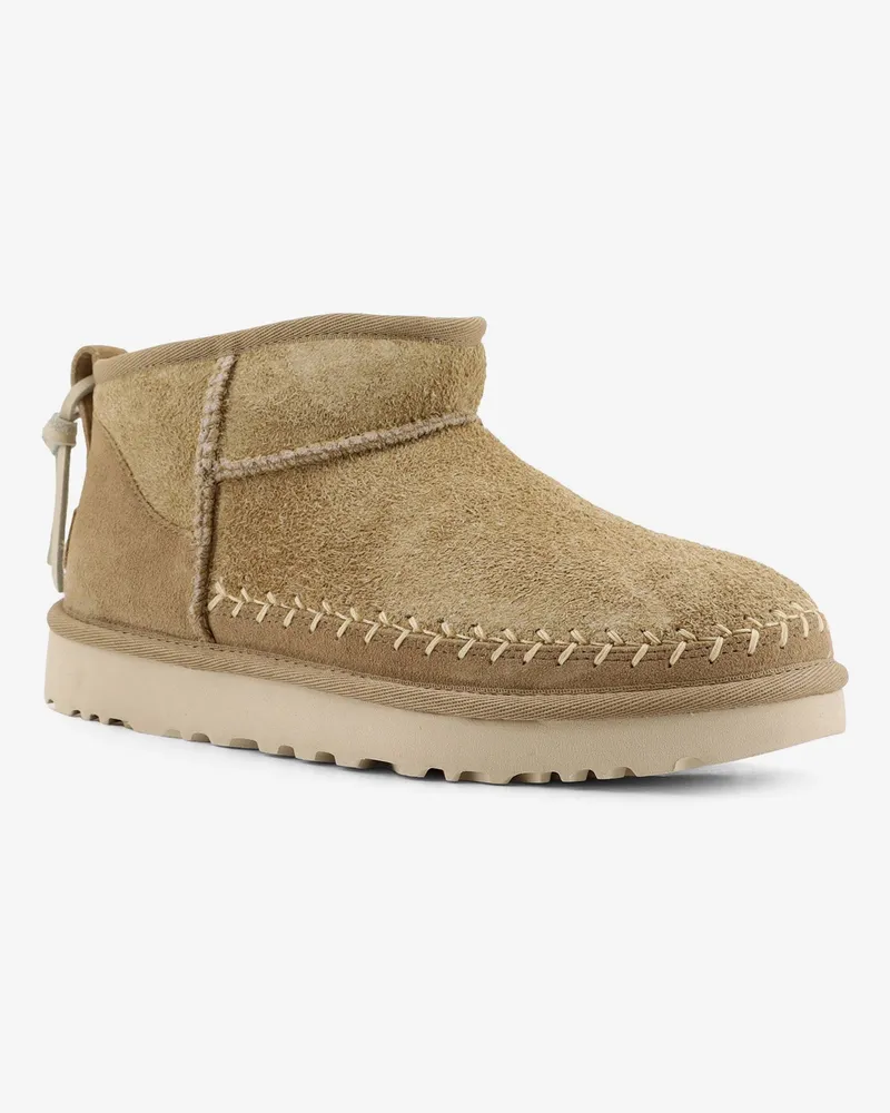 UGG Women's Suede Ankle Boots Classic Ultra Mini Beige Beige